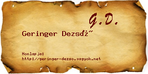 Geringer Dezső névjegykártya